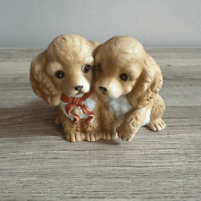 Vintage 1988 Homco Masterpiece Porcelain Cocker Spaniels with Red Ribbon picture