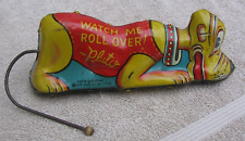 Antique 1939 Marx Walt Disney PLUTO Tin Litho Wind Up Watch Me Roll Over Dog~a picture