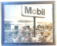 Mobil Gas & OIL W/wood Frame Auto Advertisement Petroliana RARE MCM picture