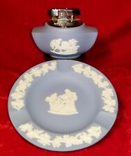 1950s Wedgewood Blue Ronson Tabletop Cigarette Lighter Ashtray Made England vtg picture