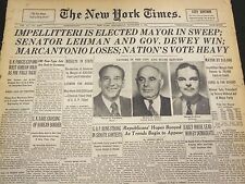 1950 NOVEMBER 8 NEW YORK TIMES - IMPELLITTERI, LEHMAN, DEWEY ELECTED - NT 4289 picture