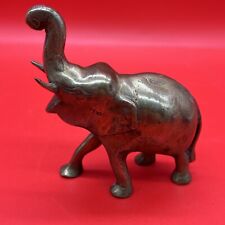 VINTAGE SOLID BRASS SMALL ELEPHANT FIGURINE MADE IN INDIA picture