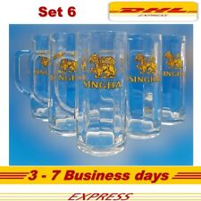 6 X Singha Beer Glass Original Thai Rare Collectible Vintage Style FAST SHIPPING picture