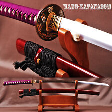 Authentic Clay Tempered Damascus Folded Steel Katana Handmade Japanese Sword picture