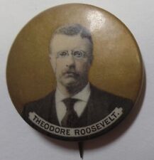 1904 Teddy Roosevelt Presidential Campaign Pin Gold Background 1.25