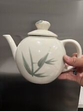 Vintage Winfield Ware Handcrafted China Green Bamboo Porcelain Teapot 6