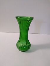 Vintage Emerald Green Hoosier Ribbed Glass Vase 7.25