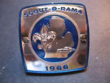 1966 Scout-O-Rama blue and silver BSA plastic boy scout neckerchief slide picture
