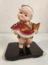 Japanese Hakata Doll Boy Holding Red snapper Circa Vintage 1960s Fast Ship picture