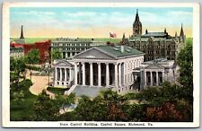 Vtg Richmond Virginia VA State Capitol Building Square 1920s View Old Postcard picture