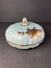 Vintage Collectible Orlik Hand Painted Ceramic Lid Box Blue 1930s-1940s picture