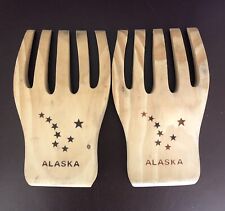 Vintage Alaskan Bear Claws Pair Of  Wooden Salad/Pasta Servers picture