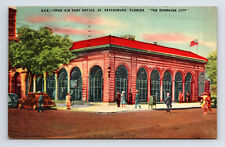 1956 Linen Postcard St Petersburg FL Florida Open Air Post Office Sunshine City picture