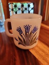 Glasbake McKee Blue Tulip Mug, White Milk Glass, Vintage, Double Sided picture