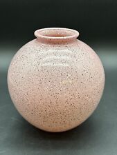 Vintage 1980’s Pink Round Vase Black & White Speckled Studio Nova Portugal picture