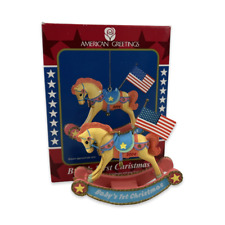 American Greetings Baby's First Christmas 2004 Patriotic God Bless America Horse picture