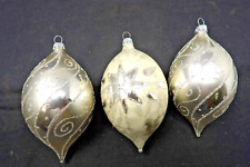 3 Vintage Blown Glass Christmas Ornaments w/Glitter Accents Made In Colombia 4