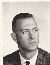 1950's 1960's GUY Found Photograph bw  Original Portrait MAN 21 32 picture