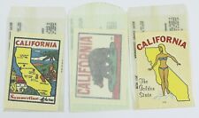 3 Vintage CALIFORNIA THE GOLDEN STATE Souvenir Auto Travel / Luggage Decals picture