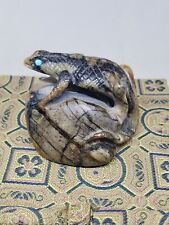 Vintage Zuni Lizard Fetish Carved Stone Totem Figurine Signed By Wilfred Cheama picture