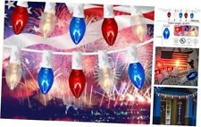 4th of July Lights Outdoor - Red White and Blue Lights, Clear Incandescent picture