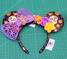 NWT Disney Parks EPCOT Coco Day Of The Dead Sugar Skull With Flowers Minnie Ears picture