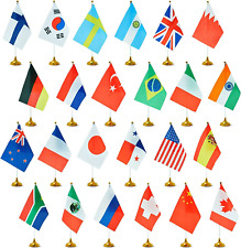 Set of 24 Small International Country Flags of the World with Stands for Desk De picture