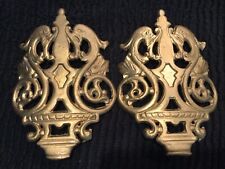 Pair Of Antique Brass Gargoyle, Sea Serpent, Dolphin Furniture Mounts picture