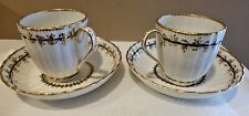 2 Antique 18th c. Georgian Royal Crown Derby Porcelain Tea Coffee Cups & Saucers picture