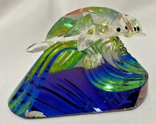 Rare Austrian Crystal Figurine Double Dolphin's On a Wave Art Display 3