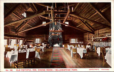 Vtg Old Faithful Inn Dining Room Yellowstone National Park Wyoming WY Postcard picture