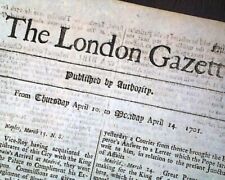 TURN of the 18th Century 321 Yrs. Old LONDON GAZETTE England RARE 1701 Newspaper picture