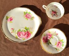 Vintage Royal Albert American Beauty Plate Saucer & Copeland Grosvenor Tea Cup picture
