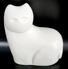 Minimalist White Ceramic Cat Figurine picture