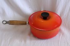 Vtg Le Creuset #18 Flame Orange Enamel Cast Iron 1.5 Qt Spouted Sauce Pan picture