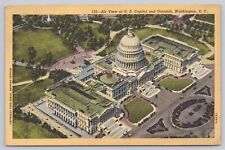 Washington DC, US Capitol Building Aerial View, Vintage Postcard picture