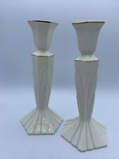 Vintage Pair Of Candle Holder, Ivory Gold Trim, Rare picture