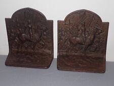 Medieval French Knight & Infantry Bookends 1920s Cast Iron Bronzed, Fleur de lis picture