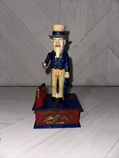 Vintage Uncle Sam Mechanical Coin Bank 1975 Hong Kong Antique Plastic Toy picture