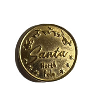 Wonderful Vintage Looking Santa North Pole 14kt Matte Gold Finish Button 1-1/8