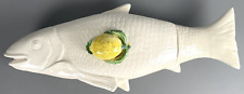 Large Unique White Ceramic Salmon Fish Soup Tureen With Lemon Handle picture