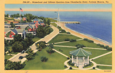 Postcard Fortress Monroe Waterfront and Officer's Quarters Virginia Linen 249 picture
