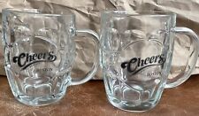 2 Cheers Boston MA 16 oz 5” Clear Glass Dimpled Heavy Duty Beer Mugs CBS 2008 picture