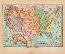 Antique 1890 Map Territorial Development of the United States 8x10 picture