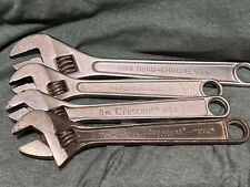 Lot of 4 USA Adjustable Wrenches Proto 708 Duro-Chrome Crescent 10