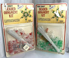 Vintage Fibre-Craft Beaded Ornament Kit No. 9183 Snowflake Red & Green NOS picture