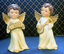 VTG Colonial Candle Set of ceramic Angel/musicians - approx 6.5