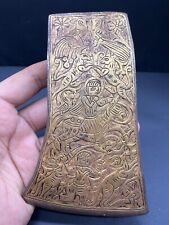 Very Beautiful Old Late Safavid Era Solid Iron History Engraved Gold Plated Axe picture