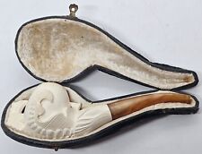 Antique Meerschaum Eagle Claw Talon Holding Bowl Estate Pipe with Fitted Case picture