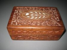 Vtg. Hand Carved Wood Trinket Box picture